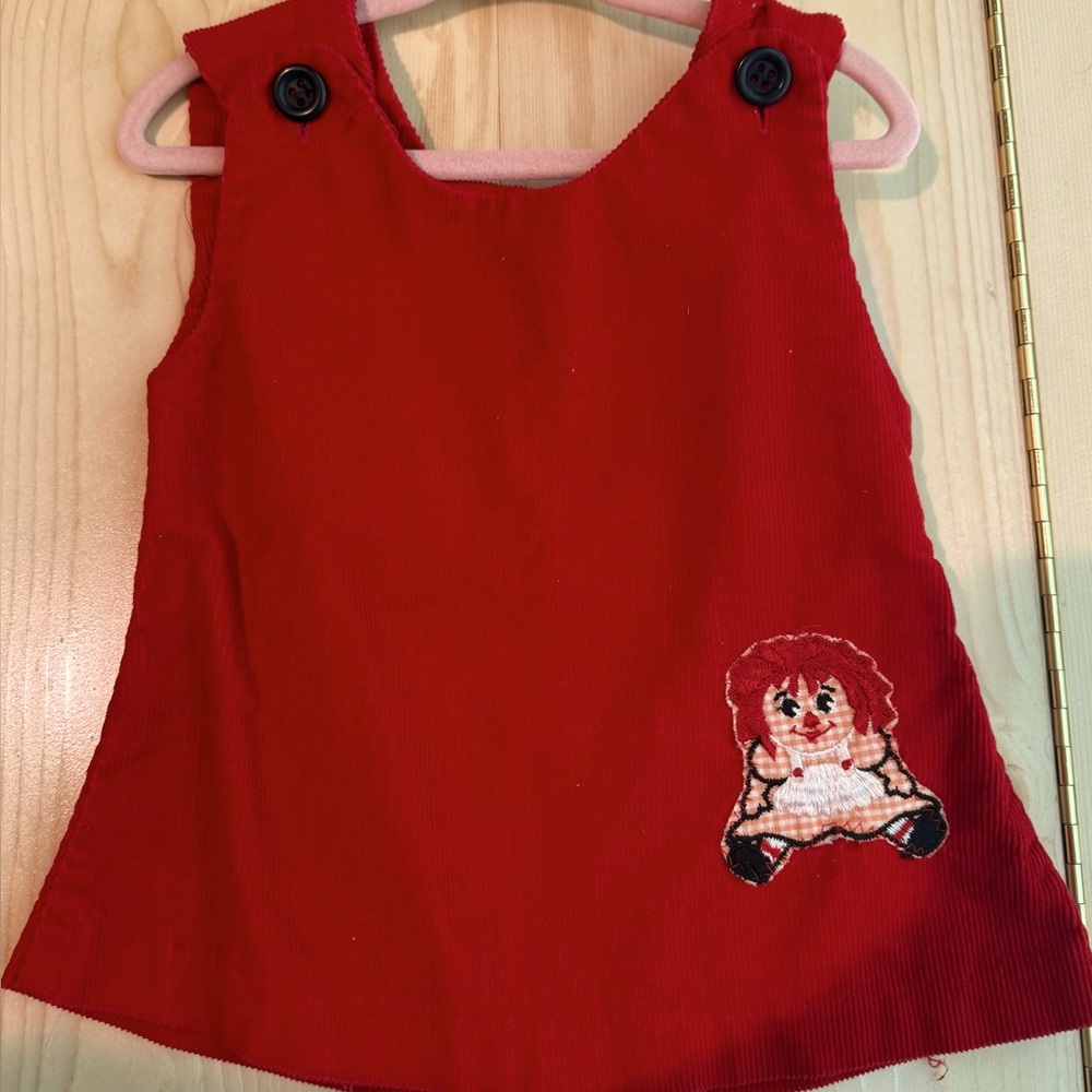 Vintage Raggedy Ann Red Corduroy Dress